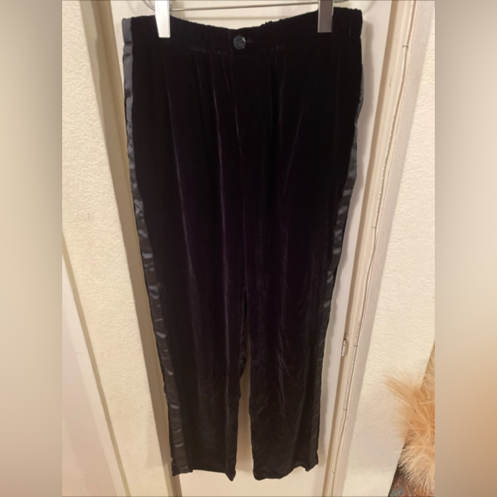 sleepy jones marina velvet black pajama pants sz m